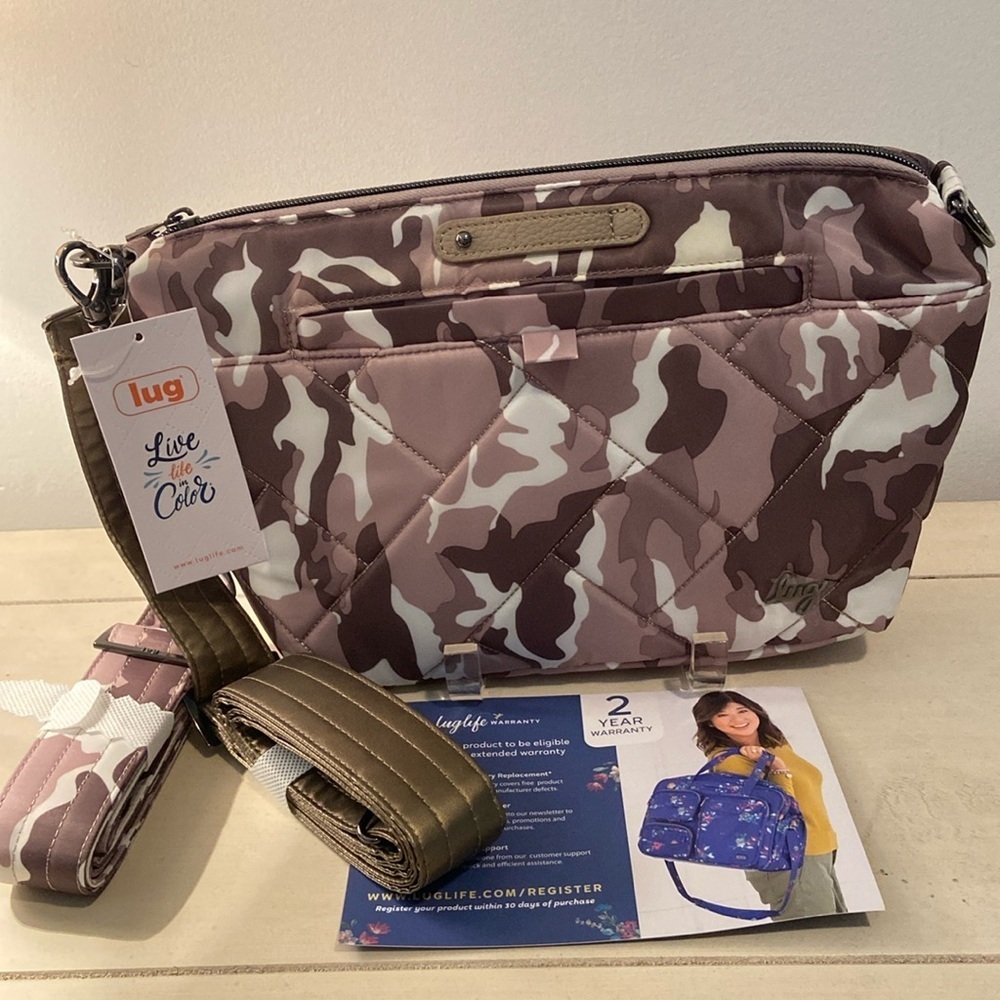 Lug RFID Quilted Crossbody With 2 Straps Flare 2 Camo Taupe Y2K